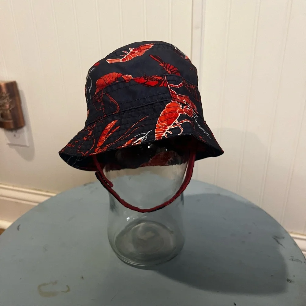 GAP Red and Blue Lobster Print Infant Bucket Hat 12-18 months